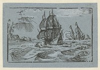 Schepen voor een kust (1585 - 1588) by Hendrick Goltzius, Cornelis Claesz van Wieringen and Willem Janszoon Blaeu