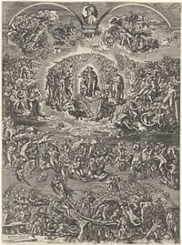 Laatste Oordeel (1575 - 1579) by Johannes Wierix, Michelangelo, Martino Rota and Aper Fransz van der Hoeven