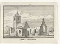 Gezicht op de ruïne van de kerk te Oegstgeest (1727 - 1733) by Abraham Rademaker, Willem Barents and Antoni Schoonenburg