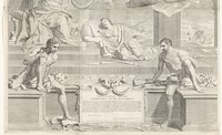 Twee delen van promotieprent van Antoine Talon (1608 - 1688) by Claude Mellan