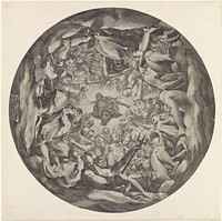 Bijeenkomst van goden op de Olympus (c. 1565) by Cornelis Cort, Francesco Primaticcio and Hieronymus Cock