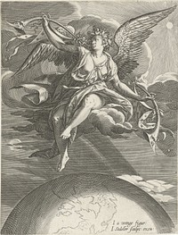 Allegorie van de Faam (1560 - 1600) by Johann Sadeler I, Joos van Winghe and Johann Sadeler I