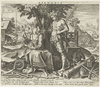 Duitsland met Ceres en Bacchus (1588 - 1595) by Johann Sadeler I, Hans von Aachen, Johann Sadeler I and Rudolf II van Habsburg Duits keizer