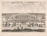 Gezicht op de tuinen van Vaux-le-Vicomte (1631 - 1691) by Israël Silvestre