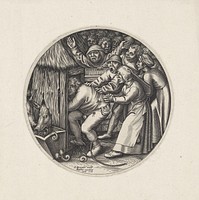 Het varken moet in zijn kot (1601 - 1652) by Johannes Wierix, Pieter Bruegel I and Claes Jansz Visscher II