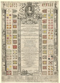 Overzicht van de tijdens de slag bij Höchstädt op de Fransen en Beiersen veroverde vaandels, 1704 (1704 - 1708) by Robert Spofforth and George prins van Denemarken