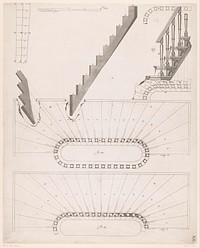 Technische tekeningen van trappen (1739) by Jan Schenk, Tieleman van der Horst and Pieter Schenk II