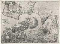 Zeeslag voor Cadiz, 1596 (1596 - 1598) by anonymous, Balthasar Florisz van Berckenrode, Joannes van Doetechum I, Joannes van Doetechum II and Hendrick Hondius I