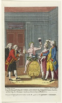 Spotprent op prins Willem V als brakende Bacchus, 1782 (1782) by anonymous, Willem V prins van Oranje Nassau, Willem V prins van Oranje Nassau and Ludwig Ernst von Braunschweig Wolfenbüttel