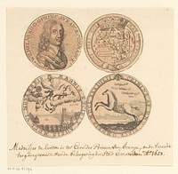 Twee penningen van Willem II en het overlijden van Willem II, 1650 (1650 - 1749) by anonymous, Pieter van Abeele and Sebastian Dadler