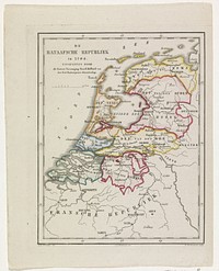 Kaart van de Bataafse Republiek, 1798 (1850 - 1868) by Daniël Veelwaard I, Daniël Veelwaard II, Pieter Harmen Witkamp and C L Brinkman