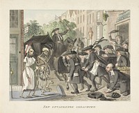 Stoet artsen arriveert bij de reeds overleden patiënten (1800 - 1805) by Jacob Ernst Marcus and Christiaan Josi