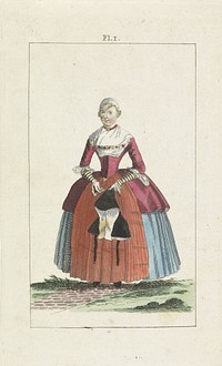 Klederdracht Friese vrouw (1790 - 1792) by anonymous