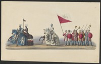 Gekostumeerde optocht van 1841: ridders (blad XV) (1841) by anonymous, Johannes Paulus Houtman and August Arnz and Co