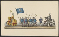 Gekostumeerde optocht van 1841: ridders (blad XVI) (1841) by anonymous, Johannes Paulus Houtman and August Arnz and Co