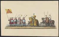 Gekostumeerde optocht van 1841: ridder (blad XVII) (1841) by anonymous, Johannes Paulus Houtman and August Arnz and Co