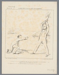 Spotprent op het debat over de oorlogsverklaring aan Atjeh, 1873 (1873) by Johan Michaël Schmidt Crans, weduwe Elias Spanier and Zn, Dirk Anthonie Thieme and Martinus Nijhoff