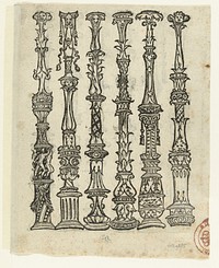 Zes balusters (1500 - 1568) by anonymous, Heinrich Vogtherr I, Heinrich Vogtherr II and Christian Müller uitgever