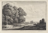 Landschap met twee wandelaars (1652) by Wenceslaus Hollar, Jacques d Arthois and Joannes Meyssens