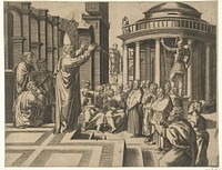 Prediking van Paulus in Athene (1517 - 1570) by anonymous, Marcantonio Raimondi and Rafaël