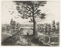 Landschap met een wandelend paar (1637 - 1679) by Philips Augustijn Immenraet, Lucas van Uden and Frans van den Wijngaerde