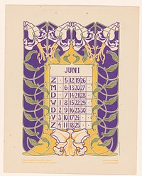 Kalenderblad juni met orchideeën (before 1904) by Anna Sipkema, Anna Sipkema, Gebroeders Braakensiek and C A J van Dishoeck