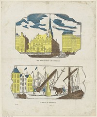 Het oude stadhuis van Rotterdam / De kraan te Rotterdam (1833 - 1856) by Jan Oortman Sr and Glenisson and Van Genechten