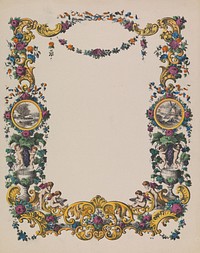 Wensbrief met bloemenkrans en putti (1829 - 1880) by anonymous and firma Joseph Scholz