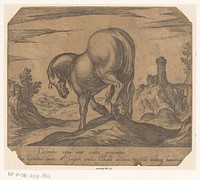Paard een heuveltje aflopend van achteren gezien (1590) by Antonio Tempesta and Antonio Tempesta