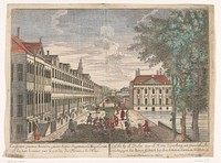 Gezicht op het Mauritshuis en de Hofvijver te Den Haag (1742 - 1801) by Georg Balthasar Probst, anonymous, Martin Engelbrecht and Jozef II Duits keizer