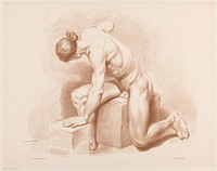 Zittende naakte man (1820 - 1833) by Jean Augustin Daiwaille, Roelof van der Meulen and Bernard Picart