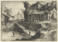 Bergdorp met huizen en trappen (1613) by Claes Jansz Visscher II and Cornelis Claesz van Wieringen