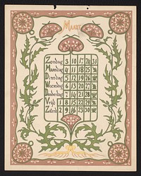 Kalenderblad voor maart 1901 (1900) by Gebroeders Braakensiek, Netty van der Waarden, Gebroeders Braakensiek and C A J van Dishoeck