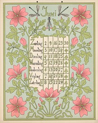 Kalenderblad voor juni 1901 (1900) by Gebroeders Braakensiek, Netty van der Waarden, Gebroeders Braakensiek and C A J van Dishoeck
