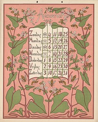 Kalenderblad voor augustus 1901 (1900) by Gebroeders Braakensiek, Netty van der Waarden, Gebroeders Braakensiek and C A J van Dishoeck