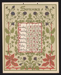 Kalenderblad voor september 1901 (1900) by Gebroeders Braakensiek, Netty van der Waarden, Gebroeders Braakensiek and C A J van Dishoeck
