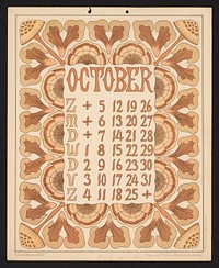 Kalenderblad voor oktober 1902 (1901) by Gebroeders Braakensiek, Netty van der Waarden, Gebroeders Braakensiek and C A J van Dishoeck