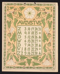 Kalenderblad voor augustus 1902 (1901) by Gebroeders Braakensiek, Netty van der Waarden, Gebroeders Braakensiek and C A J van Dishoeck