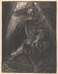 Gevallen engel zittend op een rots (1881 - 1934) by Johannes Josephus Aarts