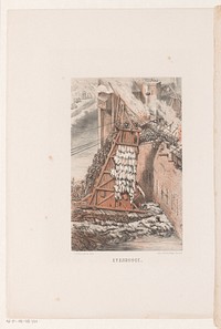 Houten aanvalstoren, 12e eeuw (1857 - 1864) by David van der Kellen 1827 1895 and Emrik and Binger