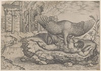 Tityus en de gier (1525 - 1565) by Nicolas Beatrizet, Michelangelo and Antonio Salamanca