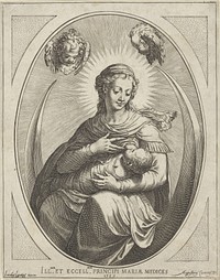 Maria met Kind op maansikkel (1589) by Agostino Carracci, Jacopo Ligozzi, Agostino Carracci and Maria de Medici