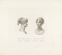 Twee aanzichten van een portretbuste van een vrouw (1790 - 1859) by Bernardino Consorti, Giovanni Tognolli and Antonio Canova
