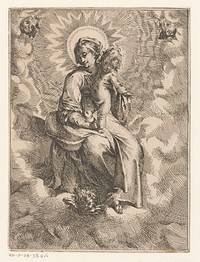 Maria met Kind in de wolken (c. 1592 - 1672) by anonymous and Vespasiano Strada