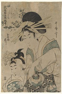 Tanabata: De courtisane Tsukioka uit het Tamaya huis (1806 - 1812) by Utamaro II  Kitagawa, Kitagawa Utamaro and Moriya Jihei Kinshindo Mori