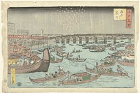Vuurwerk te Ryogoku (1862) by Hiroshige II  Utagawa and Tsutaya Kichizo