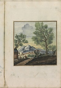 Gezicht op een stad aan de voet van een berg (1696) by Hendrick van Beaumont