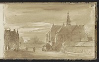 Stadsgezicht met kerk (c. 1803 - c. 1818) by Arnoldus Johannes Eymer