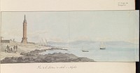 Gezicht op vuurtoren bij havenhoofd te Napels (1778) by Louis Ducros