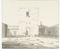 Binnenplaats van de herberg in Lapide (1778) by Louis Ducros